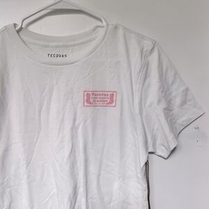 NWT Tecovas pink and white logo tee
